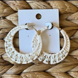 Elegant Cream Hoop Earrings